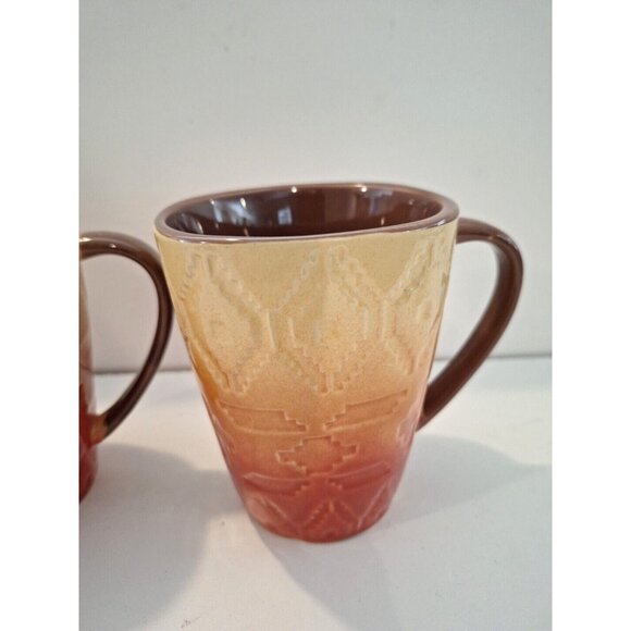 Southwest Fall Mug Red Yellow Brown Orange Ceramic Better Homes 2 Lot - Picture 9 of 14
